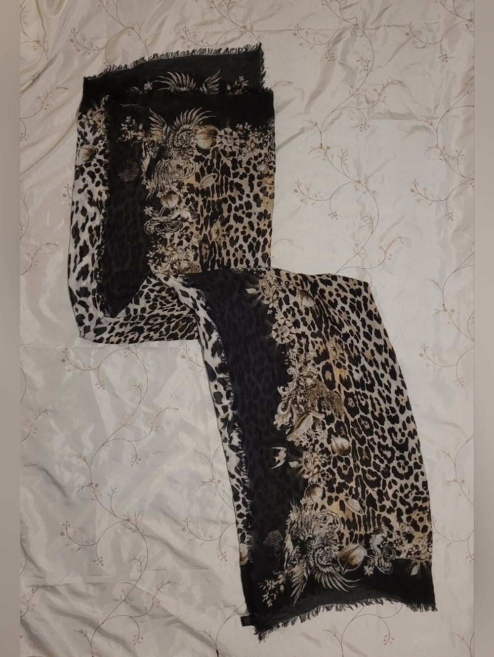 Roberto Cavalli Celestial Leopard All Seeing Eye Modal Wrap Scarf OS